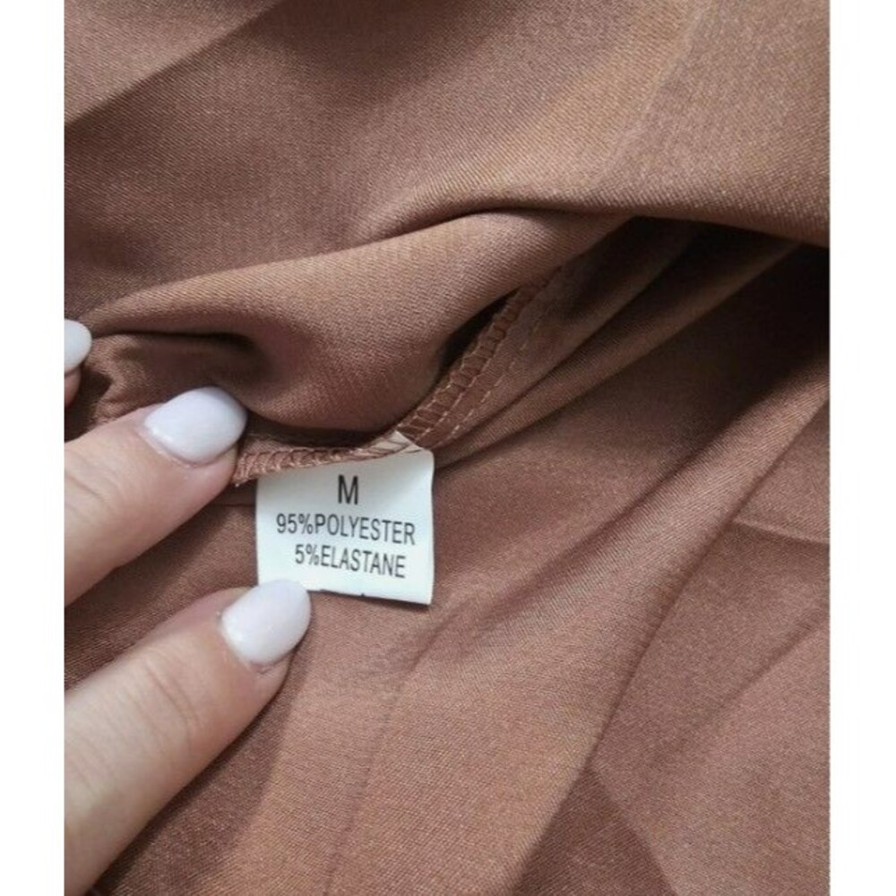 Satin Feel Pjs Pajamas Short and Cami Set Lingerie Camisole Light Brown Medium - Picture 2 of 3